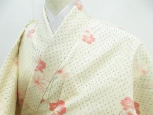 リサイクル　紬　『kimonossimo』　十字絣に花散らし模様　着物